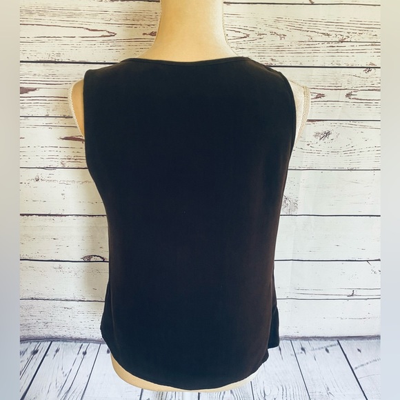 Women’s Medium Tank Top Chico’s Platinum Dark Brown Silk Spandex Blend U Neck - Picture 5 of 10